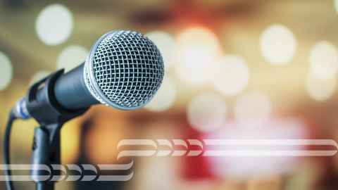 Photo of a microphone on a stand