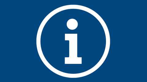 The letter 'i' in a circle to signify information. 