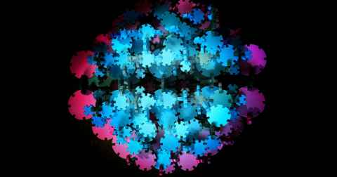 Image of a blue puzzle pieces on a black background
