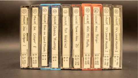 Photograph of collection of tapes from the 1975 land march.