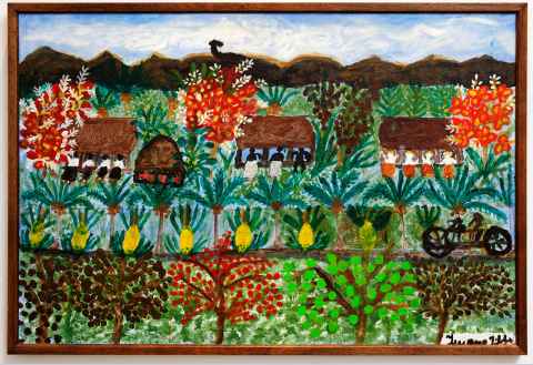An image of an artwork by Teuane Tibbo, called Samoan village scene