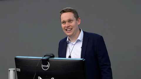 Dr Theo Portlock presenting at the Liggins Institute public lecture