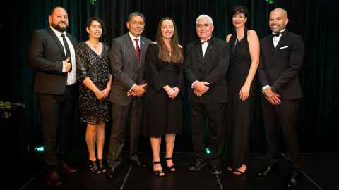 Kauahi Ngapora, Maruhaeremuri Nihoniho, Whaimutu Dewes, Kendall Flutey, Mark Ngata, Rachel Taulelei and Maru Samuels