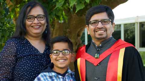 Hemant with his wife Hina, and son Aryan