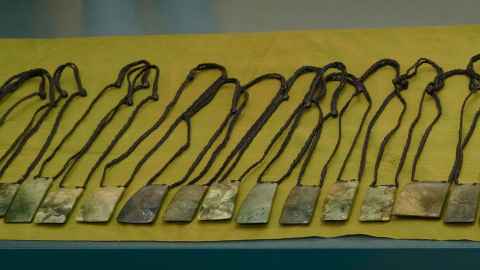 A row of pounamu pendants