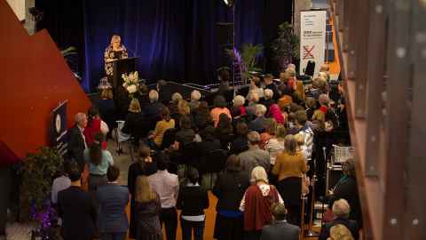 Margaret Brimble at the Kathleen Curtis Atrium naming ceremony November 2018