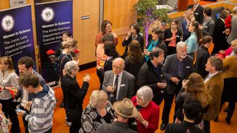 Special guests and alumni at the Kathleen Curtis Atrium naming ceremony November 2018