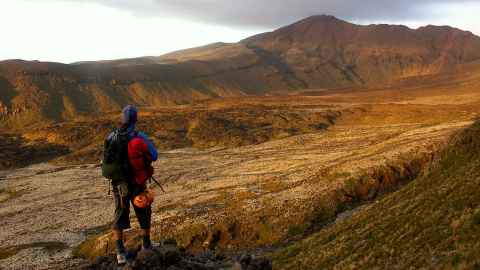 Backpacker looking out over the landscape