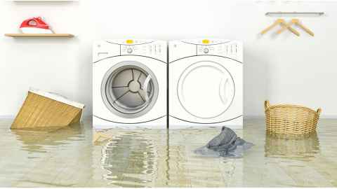 Washing machine in a flooded laundry room