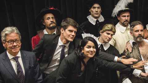 Lawyers in suits and actors in Shakespearean costume