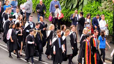Graduation procession on Bowen Avenue