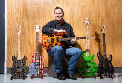 Olaf Diegel with some of his collection of 3D printed guitars.