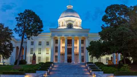 Alabama State House in Montgomery where Kay Ivey, Alabama’s Republican governor, this week signed the most restrictive abortion legislation seen in the US for decades. Photo: iStock