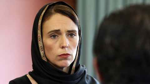 Prime Minister Jacinda Ardern wearing a headscarf following the Christchurch terror attacks. 