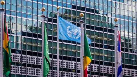 United Nations headquarters in New York is pictured with the UN flag flying. Photo: iStock