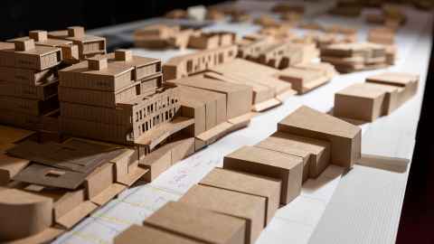Professor Andrew Barrie's miniatures of RTA Studio's architecture. Photo: Elise Manahan