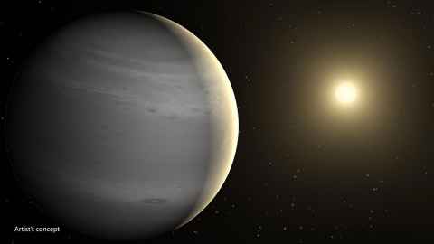 A planet with a star in the distance. Image has the caption "Artist's concept".