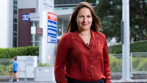 Carrie Bryers standing outside Auckland hospital