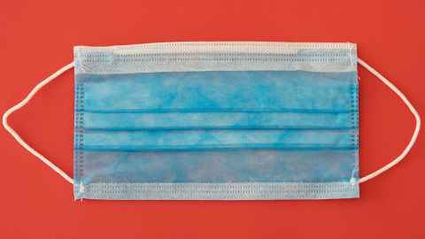 A blue surgical mask