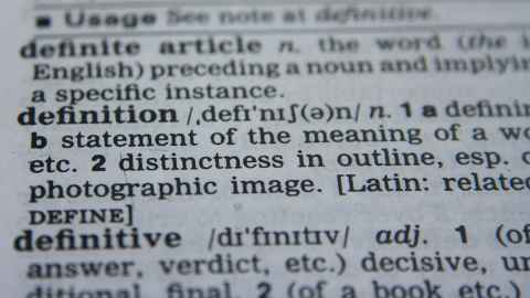 Part of a dictionary page centred on the word "definition"