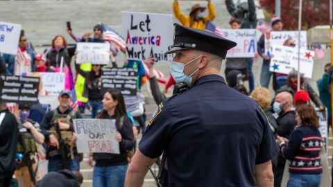 Protesters gathered at the Pennsylvania Capitol.