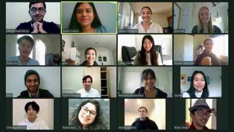 A Zoom meeting with 16 screens