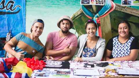 Four members of the Samoan Students Association at the University of Auckland.
