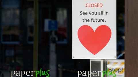 The image shows a closed sign on an NZ high street retailer: How many times can NZ shut up shop? Photo: iStock