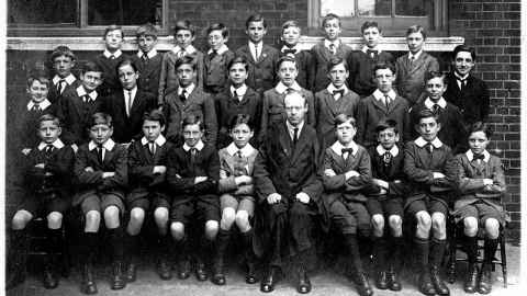 Henry Forder, centre, and his pupils at St Olave’s, circa 1917, found in his copy of Nathan Jacobson’s Lie Algebras. 