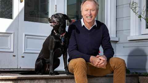 Sam Elworthy, director of AUP with his dog Ivy at home. 