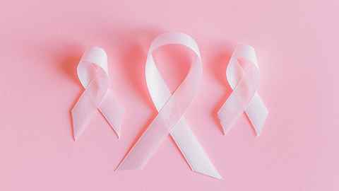 Pink ribbons for breast cancer.