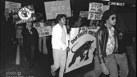The Polynesian Panthers protesting in Auckland, 1971.
