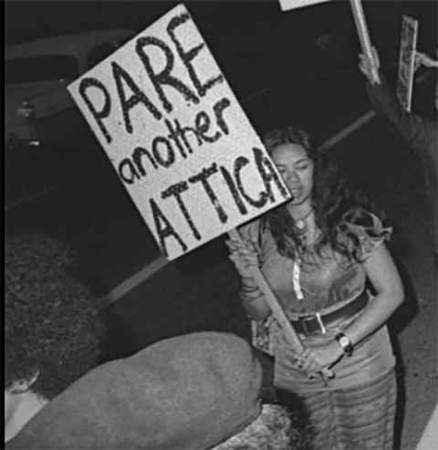 A young Melani Anae caught by the camera protesting with the Polynesian Panthers.
