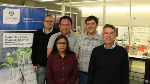 From left: Associate Professor Jon Sperry, Dr Ivanhoe Leung, Dr Viji Sarojini, Dr Cameron Weber and Professor James Wright.