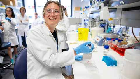 Alana Whitcombe at work in a lab.