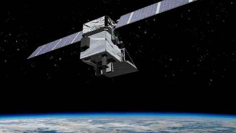 MethaneSAT satellite orbiting the planet.