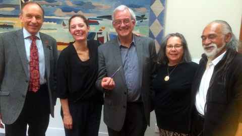 The pen was gifted to the Auckland Museum in 2015. From left, Roy Clare, Nina Seja, David Williams (with the pen), Marilyn Kohlhase and Tigilau Ness.