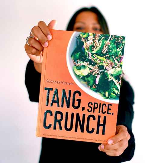 Shehnaz with her book Tang, Spice, Crunch