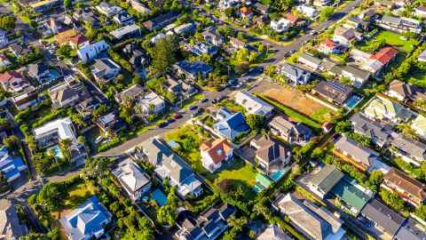 Suburban houses from above.