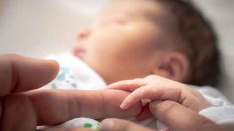 A baby sleeping.