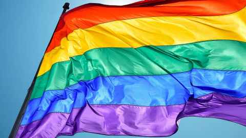 A Rainbow flag.