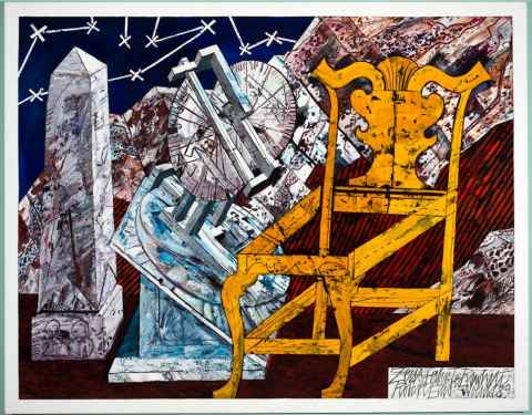 An artwork depicting in a surreal landscape with barbed wire in the background.