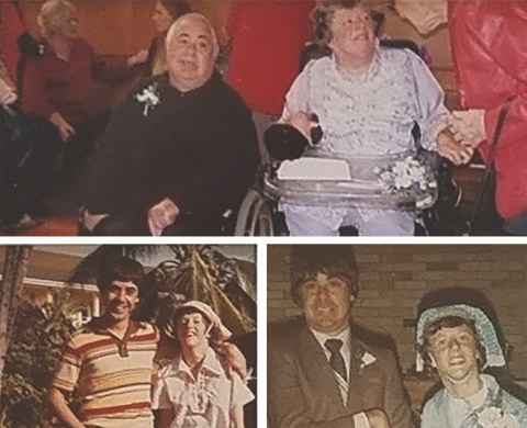 Three photos of a couple at various ages.