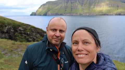 Mel Smith in the Faroe Islands with husband Stephane