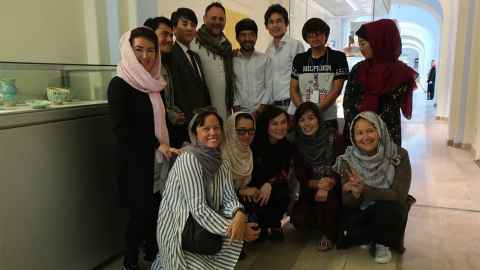 Mel with women in Kabul, prior to the Taliban takeover. 