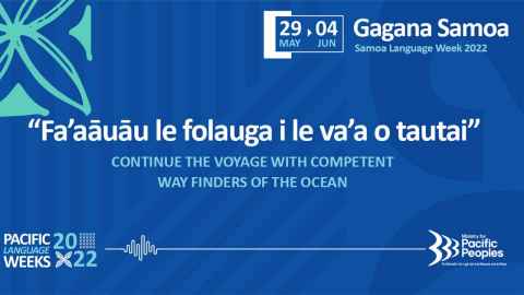 A blue banner for Samoa Language Week.