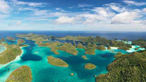 A tropical lagoon in fine weather.