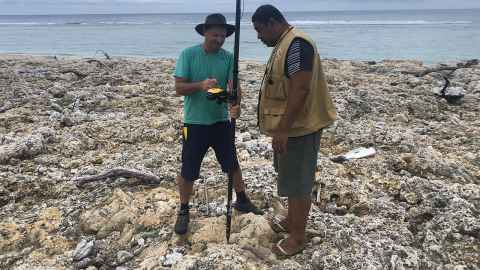 Shane Cronin with Ma’ake Kolo’ofai from Tonga Geological Services. 