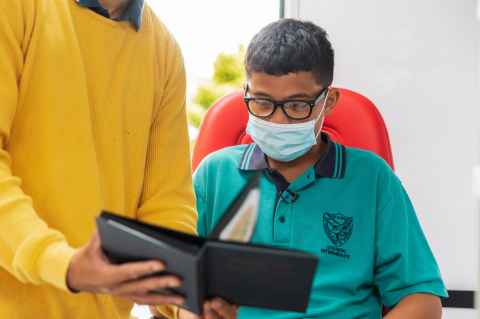 A student is tested in Fairburn School. 