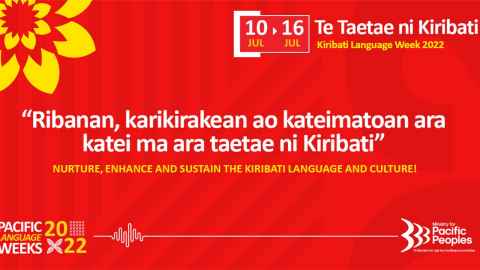 A red and yellow banner that includes the words 'Kiribati Language Week'.